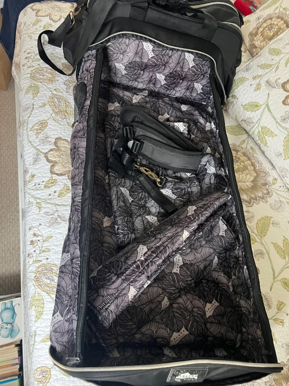 LALUKA Black Diaper Bag With Travel Bassinet Portable Baby Bed